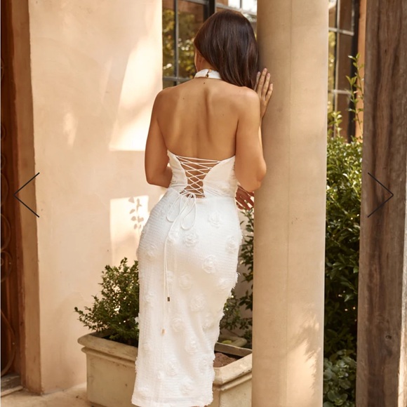 HELLO MOLLY SUNFLOWER HORIZON MIDI DRESS WHITE - Picture 5 of 8